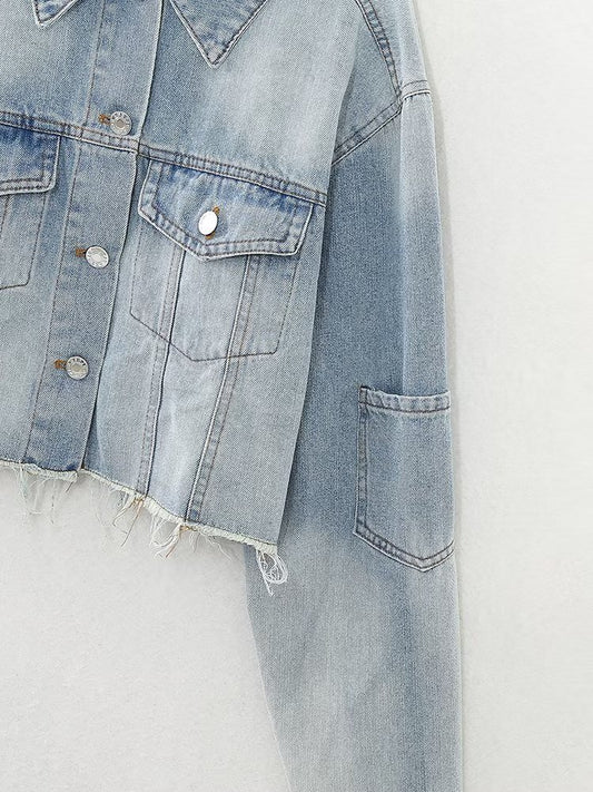 Denim Color Matching Short Jacket