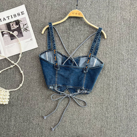 Denim Camisole Women's Outerwear Hot Girls Slim Fit