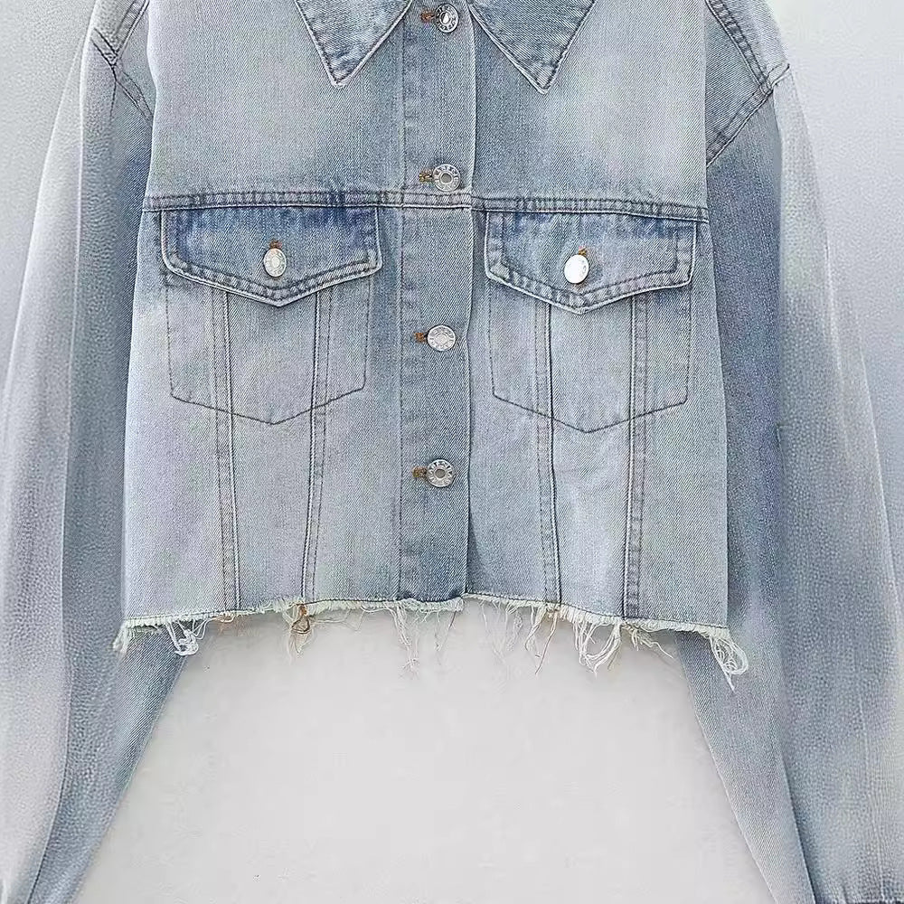 Denim Color Matching Short Jacket