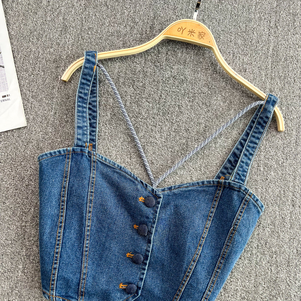 Denim Camisole Women's Outerwear Hot Girls Slim Fit