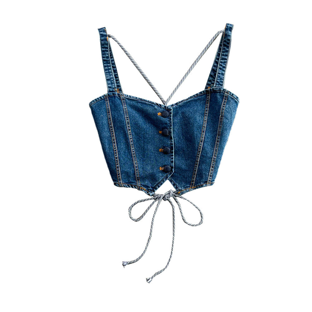 Denim Camisole Women's Outerwear Hot Girls Slim Fit
