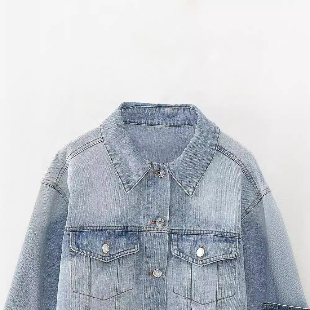 Denim Color Matching Short Jacket