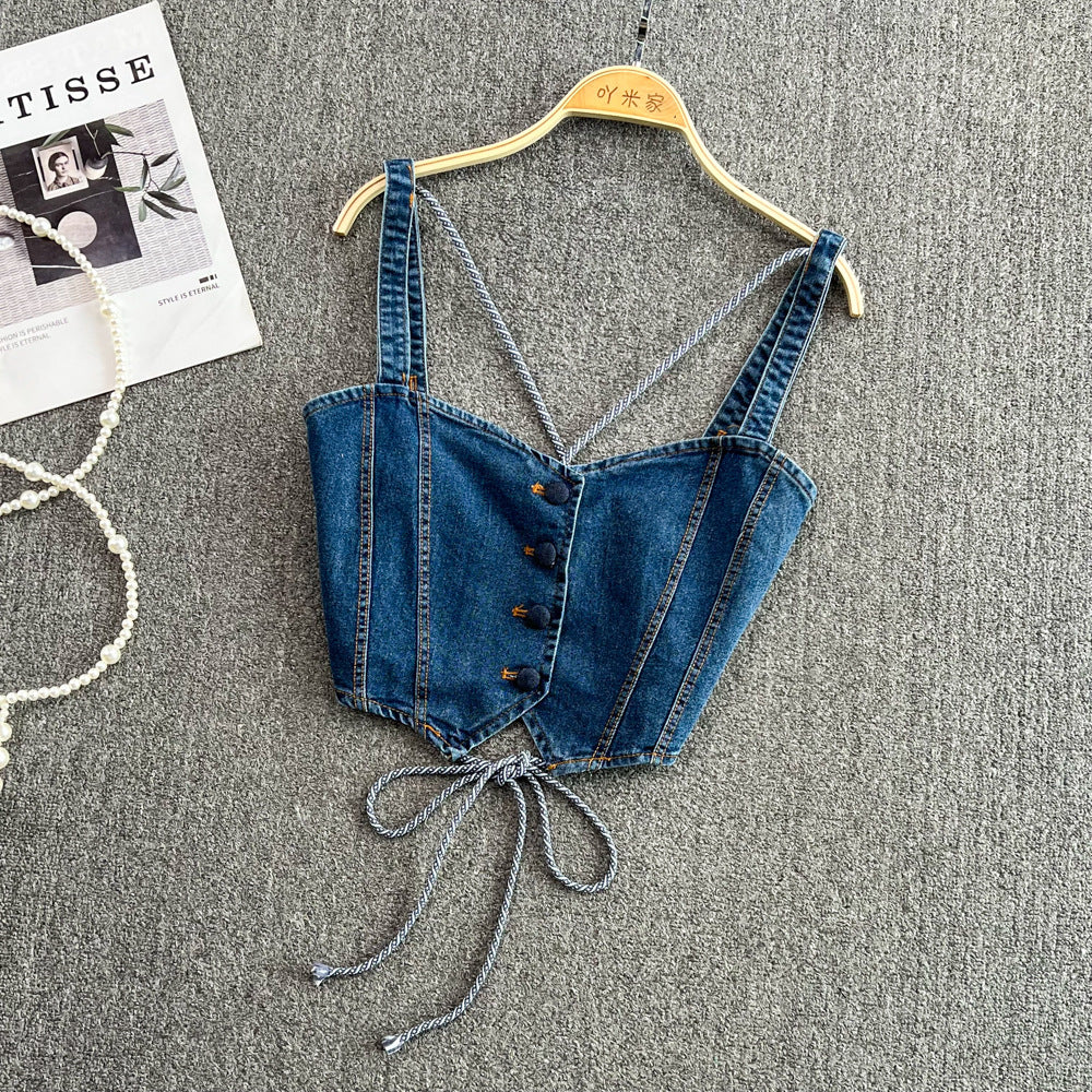 Denim Camisole Women's Outerwear Hot Girls Slim Fit